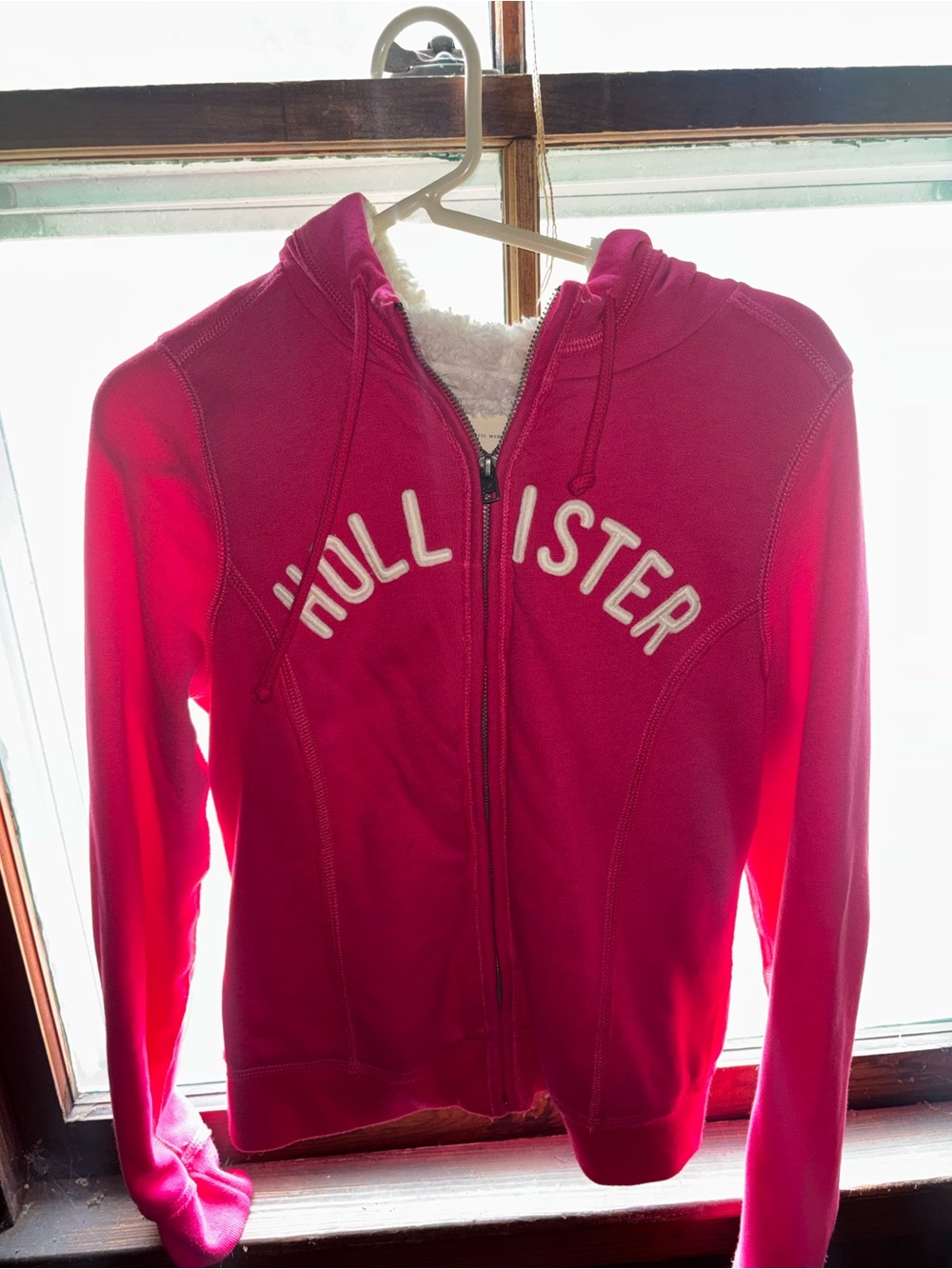 Hollister Hot Pink Sherpa-Lined Zip Hoodie